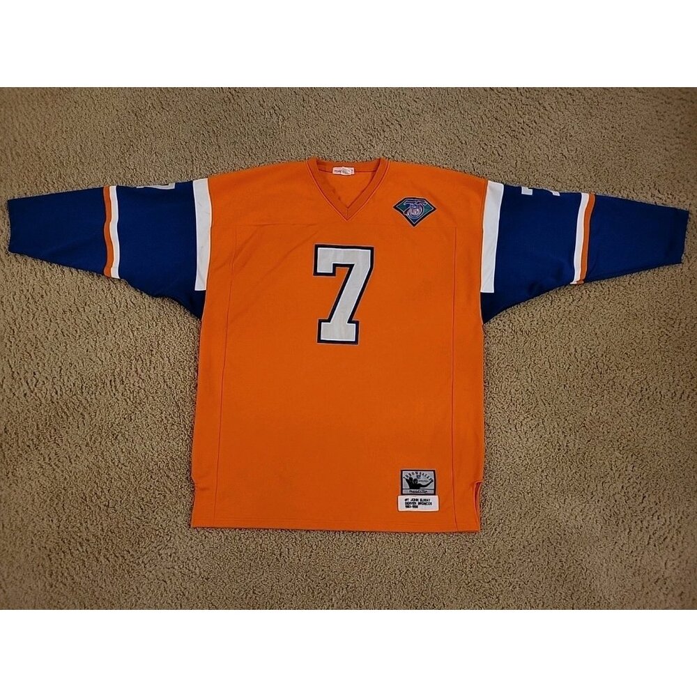 John Elway Denver Broncos Mitchell Ness Jersey 58 4XL Sports Bar Wall Hang RARE